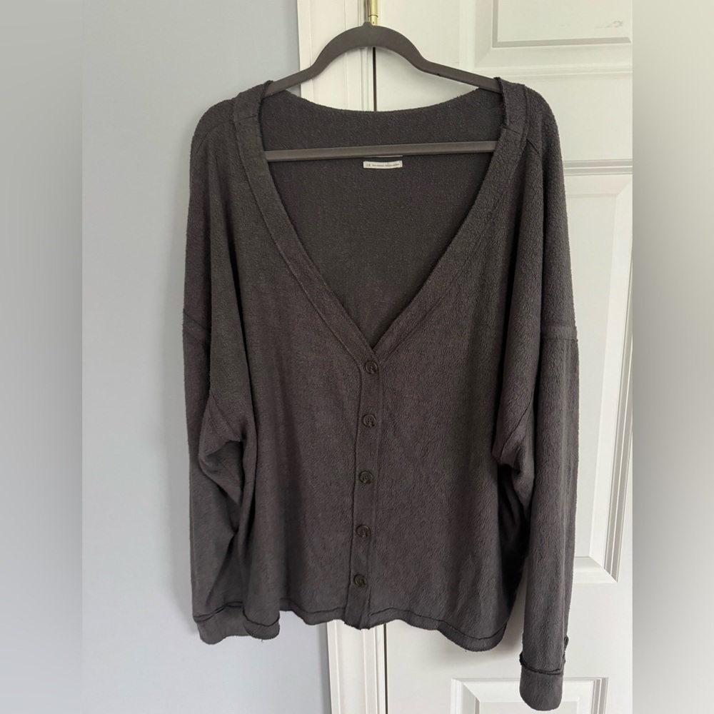 Urban Outfitters Charcoal Button-Front V-Neck Cardigan